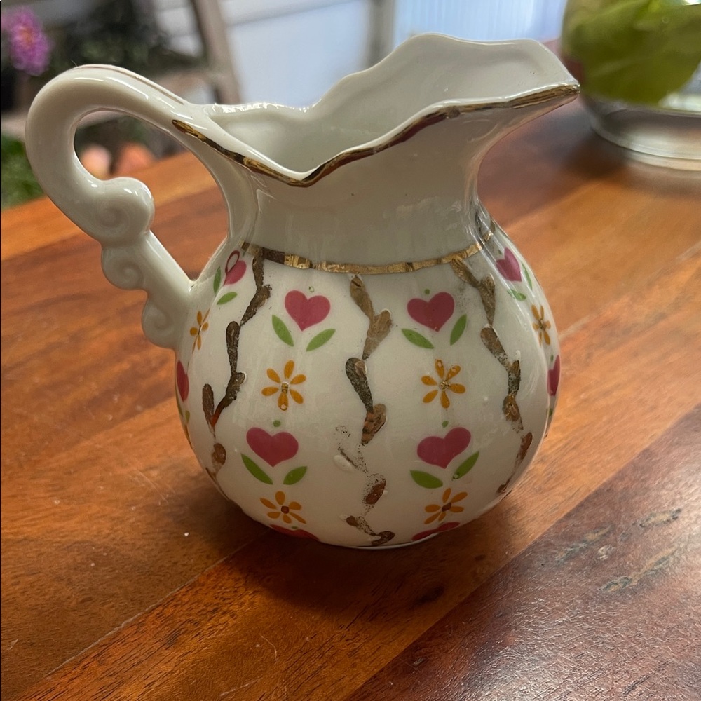 Floral Heart Patterned Ceramic Pitcher - Picture 2 of 6